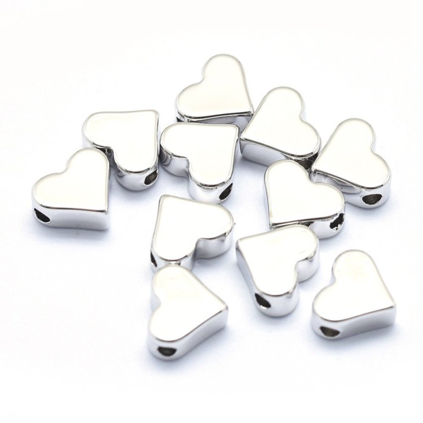 Mosadzný oddeľovač srdce - strieborný  6x7x3mm