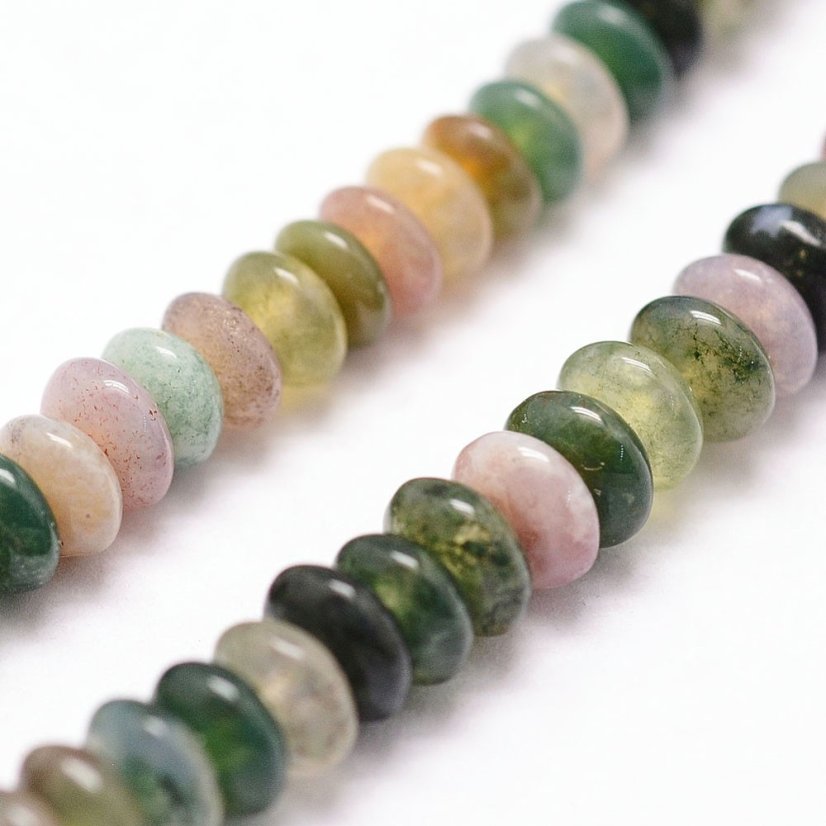 Přírodní indický achát - rondelky, barevné, 4 × 2 mm