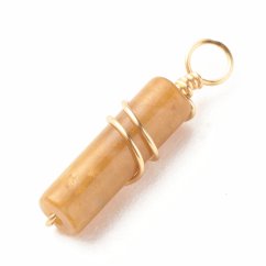 Jáde medál, sárga, 20~21x5~5,5 mm