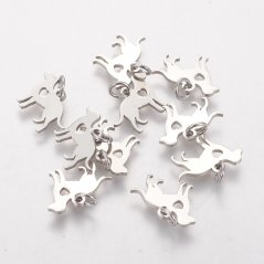 Prívesok z nehrdzavejúcej ocele 304, „Pes so srdiečkom“, 11 × 15 × 1 mm