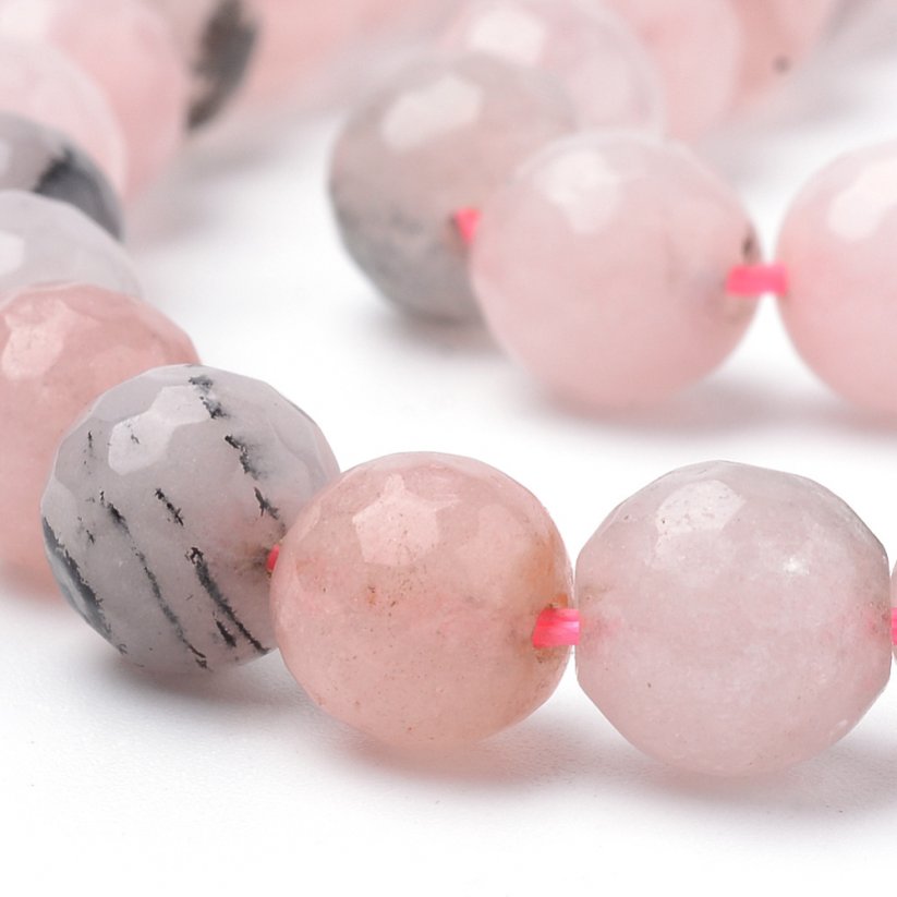 Természetes jáspis - gyöngyök, cseresznyevirág, csiszolt, rózsaszín, 8 mm
