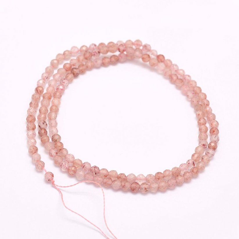 Natürlicher Erdbeerquarz - Perlen, 3 mm