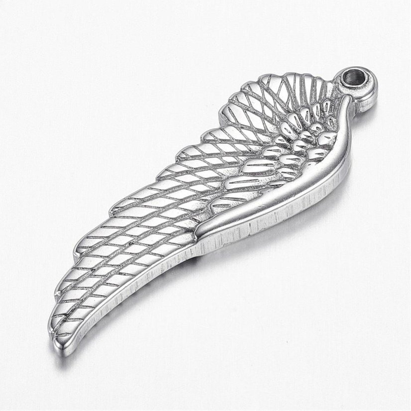 Prívesok z nehrdzavejúcej ocele 304, „Krídla“, 38,5 × 13 × 3 mm