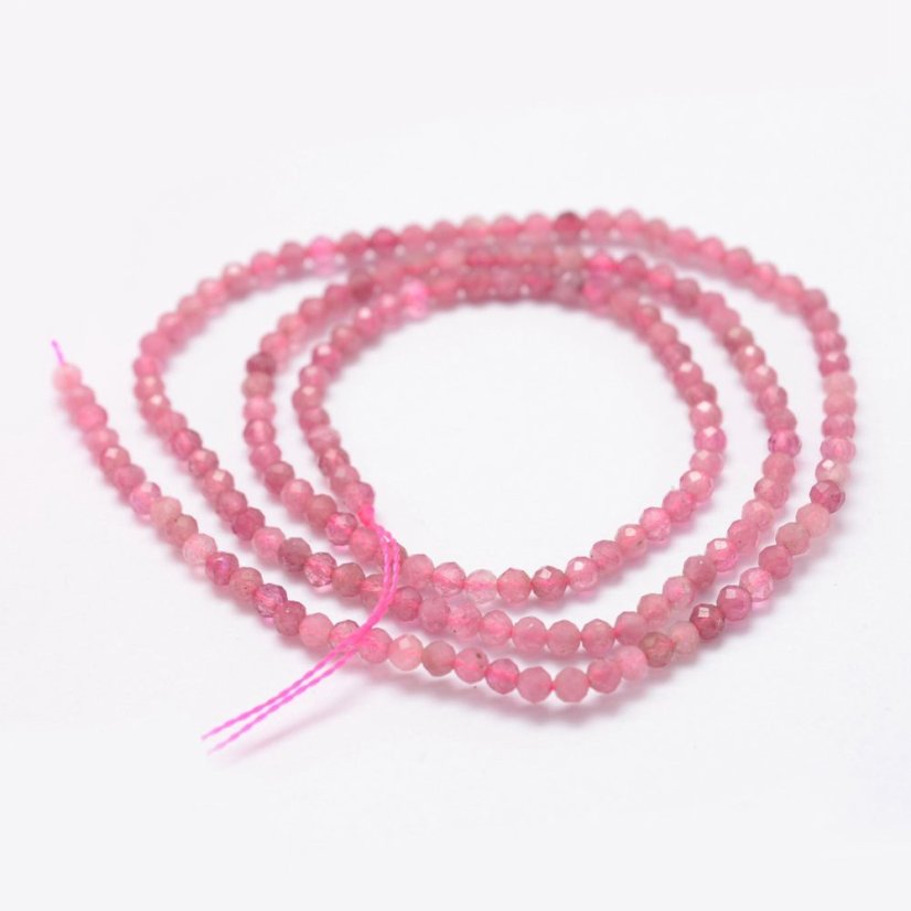 Prírodný jahodový kremeň - korálky, brúsené, 2 mm