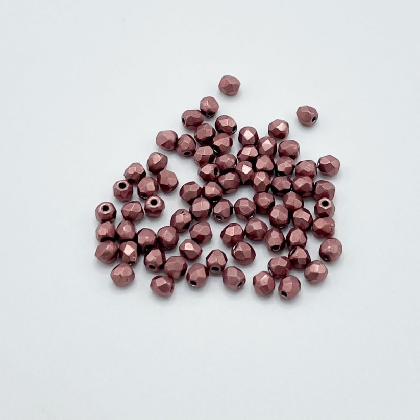 Geschliffene feuerpolierte Perlen Metallic Blooming Dahlia, 3 mm