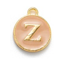 Kovový prívesok s písmenom Z, krémový, 14x12x2 mm