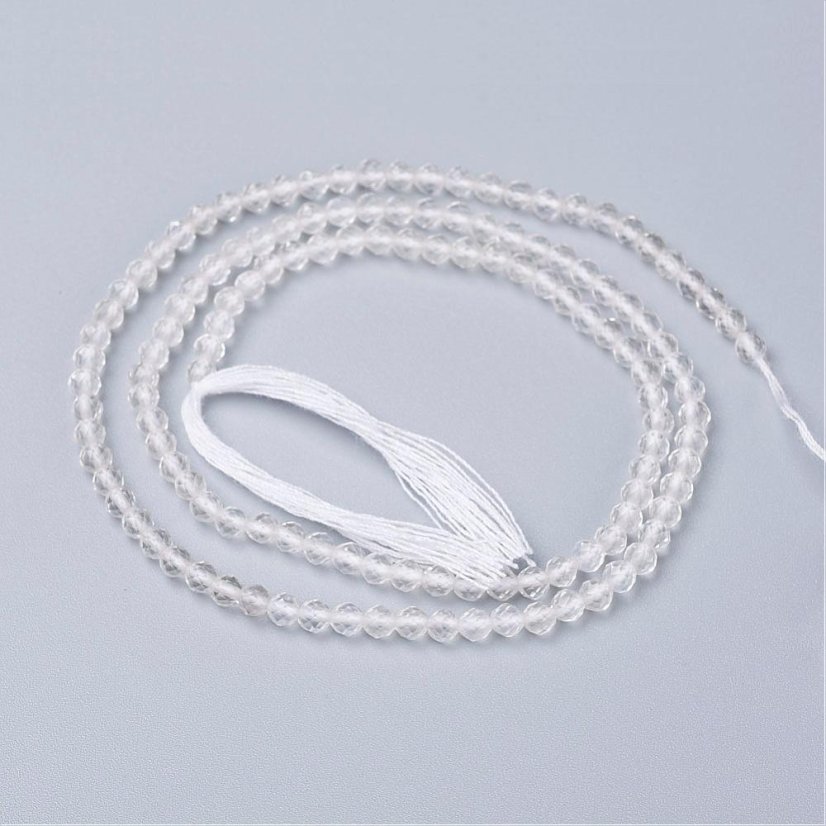 Přírodní křišťál - korálky, broušené, 3 mm