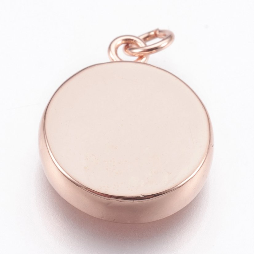 Mosadzný prívesok s ružovou živicou, rosegold, 14x11x3 mm