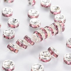 Štrasová rondelka s kamínky - růžové 8x3.8mm