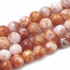 Prírodný achát - korálky, oranžové, praskané, 8 mm
