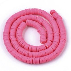 Heishi polymerový korálek - cerise, 6x0,5-1 mm