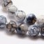 Natürlicher Feuerachat - Perlen, geschliffen, weiß-blau, 8 mm
