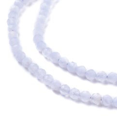 Prírodný achát/chalcedón - korálky, brúsené, modré, 3 mm