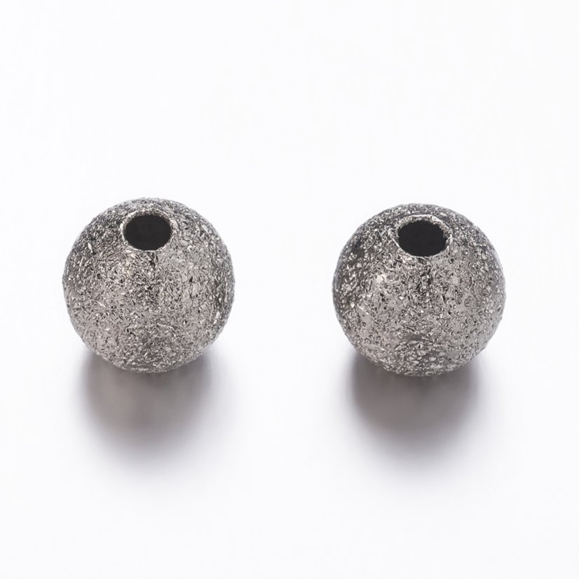 Mosazný korálek s texturou - gunmetal, 6 mm
