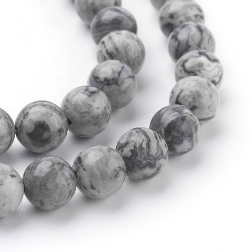 Natürlicher Jaspis - Perlen, Picasso, grau, 8 mm