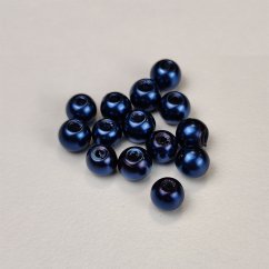 Gyöngyhatású üveggyöngyök - 6mm, sötétkék