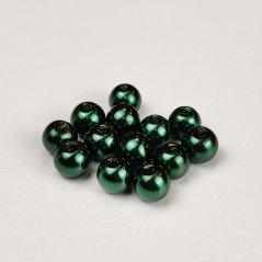 Skleněné korálky s perleťovým efektem - 6 mm, tmavě zelené