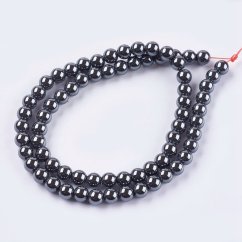 Szintetikus hematit - gyöngyök, bevonattal, A osztály, fekete, 6 mm
