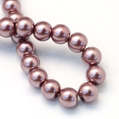 Skleněné korálky s perleťovým efektem - 8 mm, hnědé