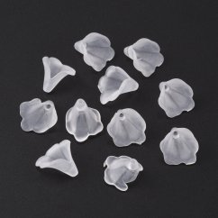 Akrylový kaplík, kytička, transparentní, 9~10 mm délka, 9~10 mm šířka