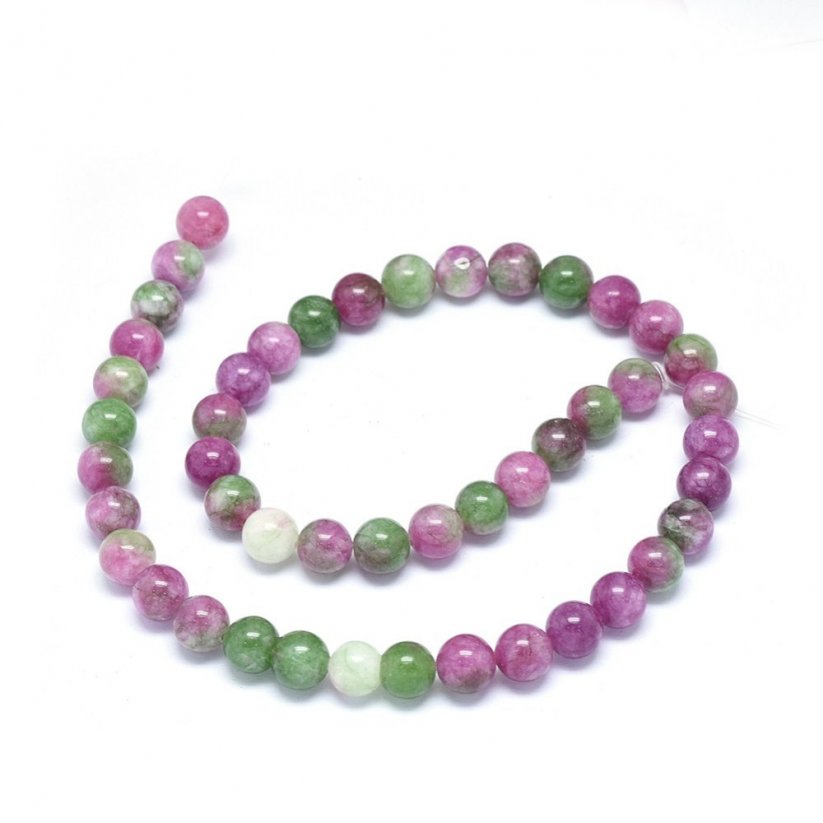 Natürlicher Nephrit - Perlen, violett-grün, 8 mm