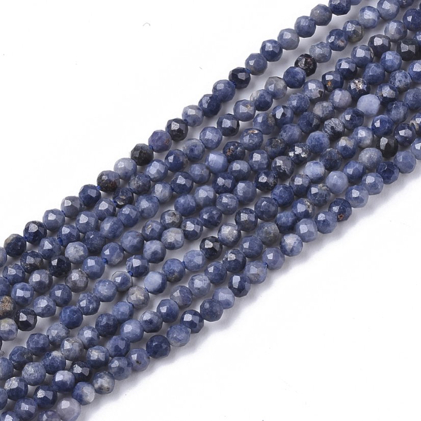 Természetes zafír - gyöngyök, kék. köszörült, 2 mm