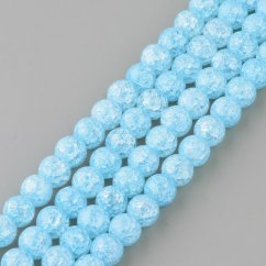 Syntetický praskaný křišťál - korálky, světle modré, 6 mm
