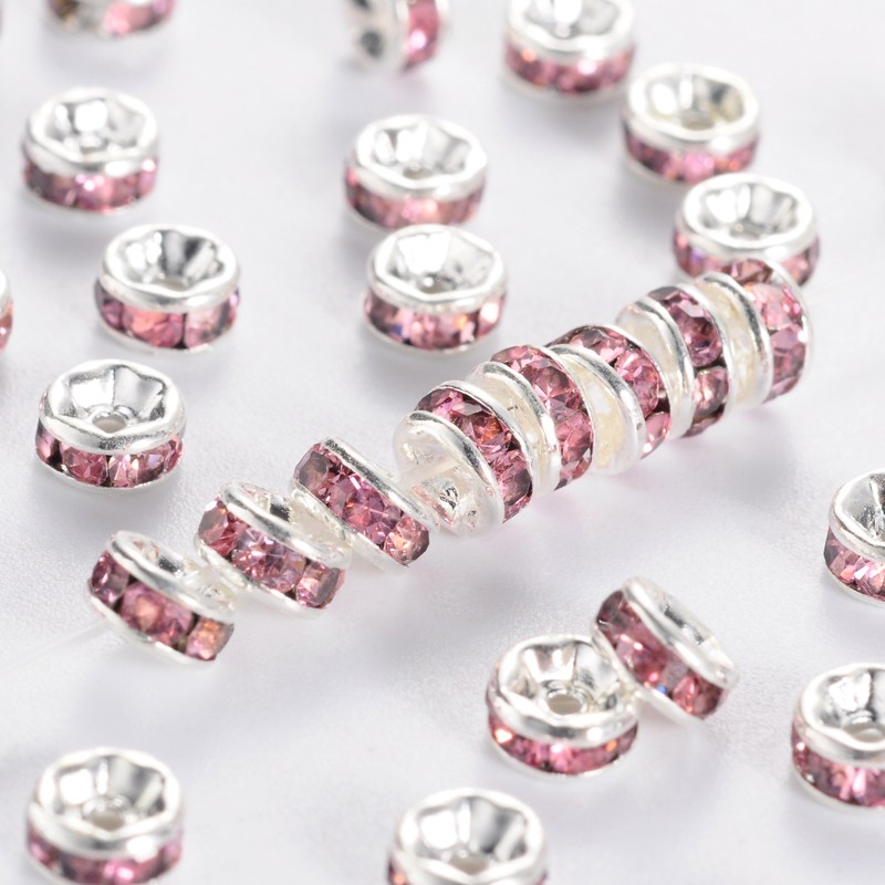 Štrasová rondelka s kamínky - růžové 8x3.8mm Štrasová rondelka s kamínky - růžové 8x3.8mm