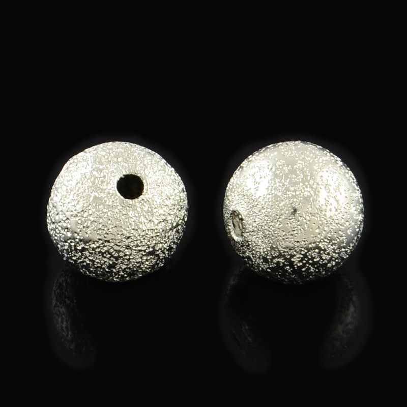 Mosadzná korálka s textúrou - strieborná, 10 mm