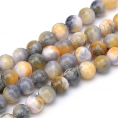 Natürliche weiße Jade - Perlen, goldgelb, 8 mm