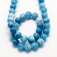 Prírodný biely jadeit - korálky, modré, 6 mm