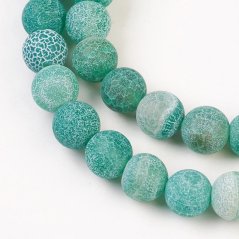 Természetes achát - gyöngyök, jég, zöld, 8 mm