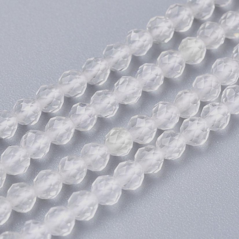 Přírodní křišťál - korálky, broušené, 2 mm