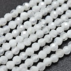 Természetes holdkő - gyöngyök, csiszolt, fehér, 2 mm