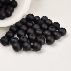 Sklenené korálky matné - 8mm čierne