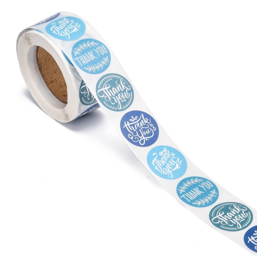 Nálepka "Thank you", modrá, 25 mm
