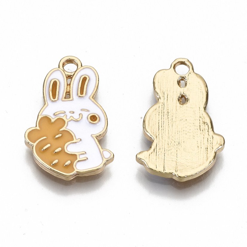Kovový prívesok zajačik bielo-zlatý 21x13x2mm