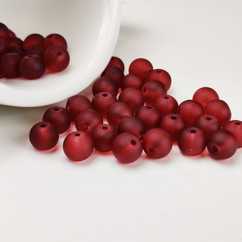 Matt üveggyöngyök - 6 mm, bordó