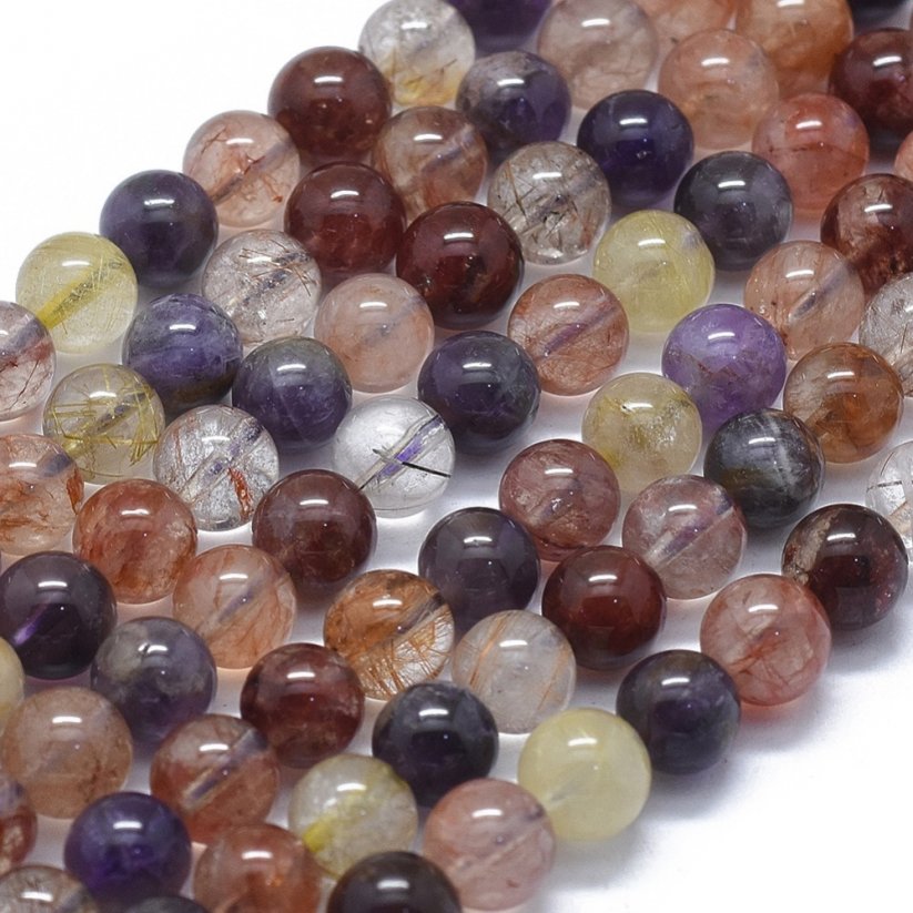 Természetes auralit - gyöngyök, sokszínű, 8 mm