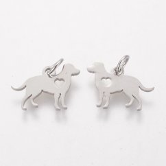 Přívěsek z nerezové oceli 304,"Pes se srdíčkem", 11 × 15 × 1 mm