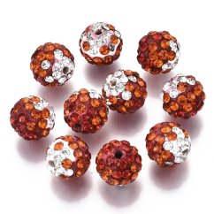 Shamballa golyó 10x10 mm, menet 2 mm fehér-narancs