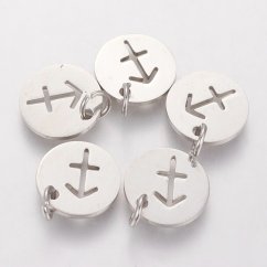 Přívěšek z 304 oceli stříbrný, Znamení - Střelec, 15x12x2 mm