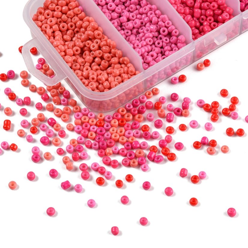 Set 5 barev - 8/0 rokajlové korálky, červené