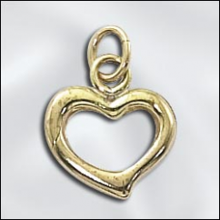 Nyitott szívecske medál, arany, 11x12 mm, gold filled