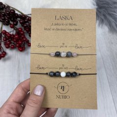 Geschenkkarte für Paare - Armbänder aus Labradorit, Rosenquarz, Kristall und Nephrit
