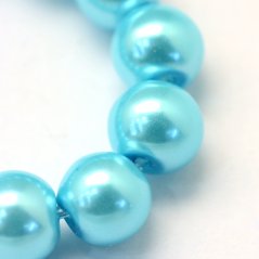 Skleněné korálky s perleťovým efektem - 5 mm, tyrkysové