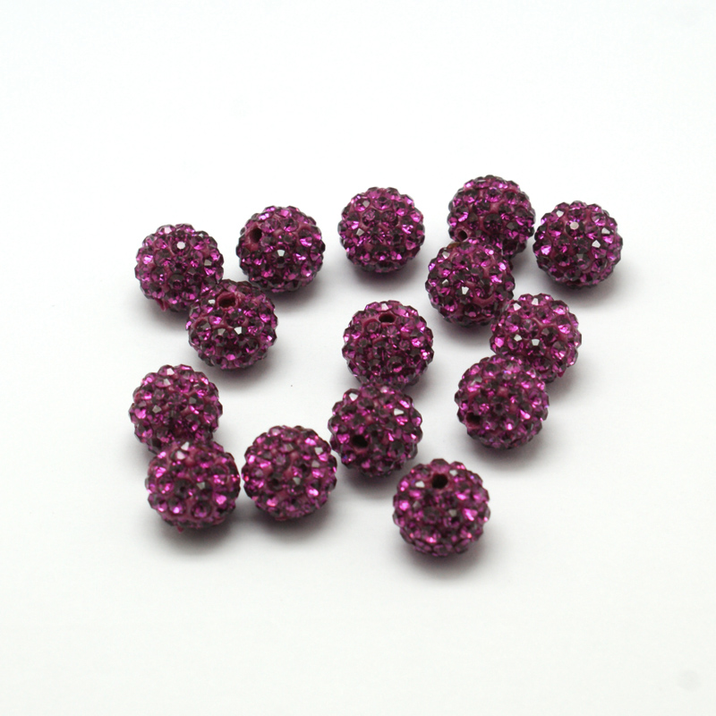 Shamballa kulička 8x8 mm, průvlek 1 mm tmavě fialová