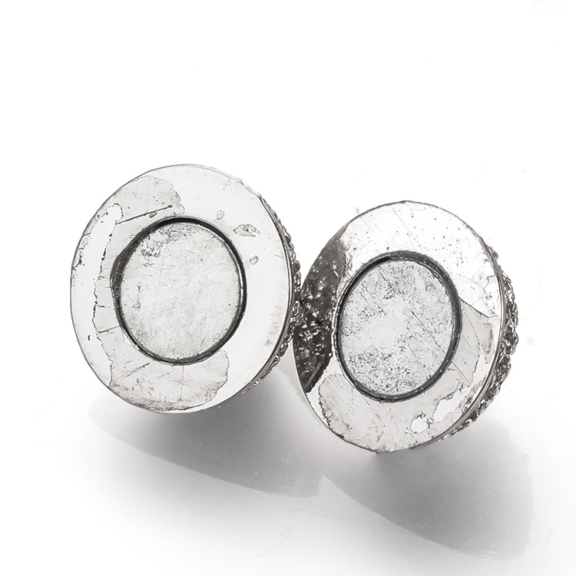 Mágneskapocs köbös cirkóniával sárgarézből, ezüst, 12x8 mm