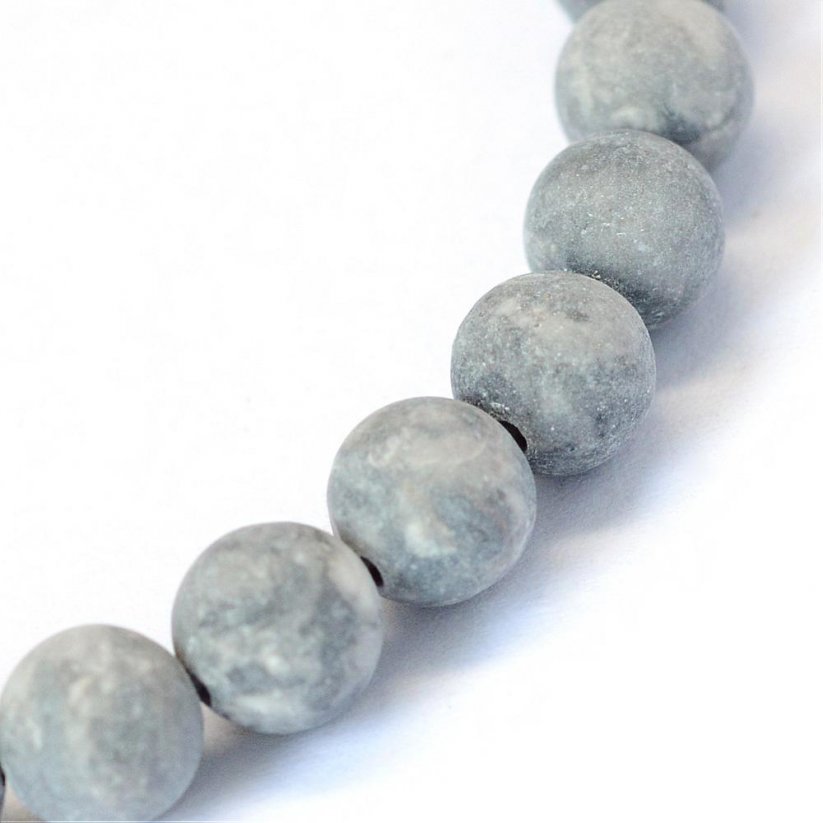 Natürlicher Jaspis - Perlen, matt, Picasso, hellgrau, 8 mm