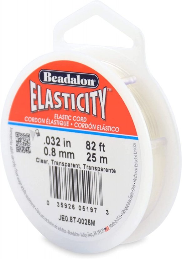 Beadalon elastické vlákno (elastomer), čiré, průměr 0,8 mm, návin 25 m Beadalon elastické vlákno (elastomer), čiré, průměr 0,8 mm, návin 25 m